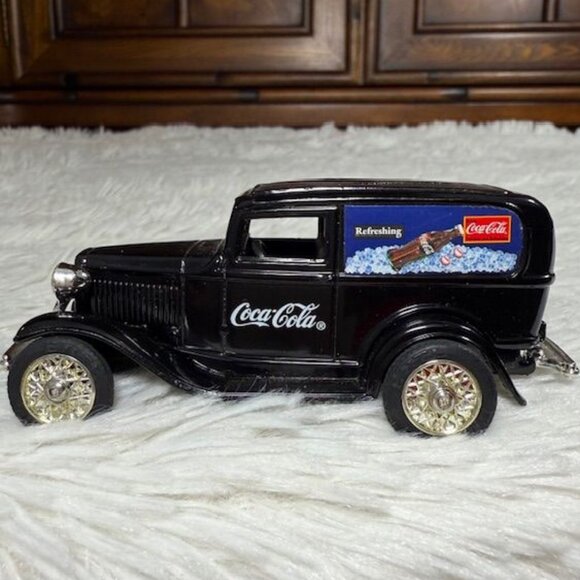 Vintage Coca-Cola Metal Black 1932 Ford Panel Delivery Bank Spinning Wheels - Picture 3 of 11